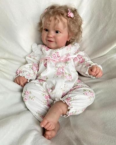 KIGKYO Reborn Baby Mädchen,23"/60cm Stoffkörperpuppe, Wiedergeborene Puppe, Handgemachte Puppe, Handimplantierte Haare, Detaillierte Bemalung von KIGKYO
