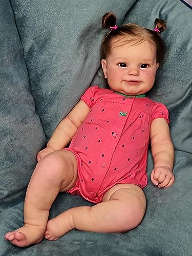 KIGKYO Reborn Baby Mädchen,23 Zoll/60cm Reborn Puppe Simulation Mädchen Handgefertigt 3D Gemalt Sehr Niedlich Puppe Venen Blut Sichtbar Wie Echte Menschen von KIGKYO