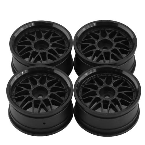 KIKAPA 4 Stück 1,9 Zoll Kunststoff 52 mm Rad für RC Auto 1/10 On-Road Drift RedCat, Schwarz von KIKAPA