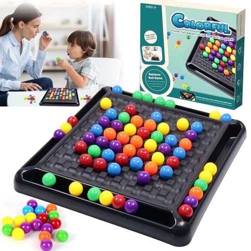 Intellektuelles Schachbrett Doppelduell, Magnetisches Schachspiel, Familienspiel und Strategiespiel für Kinder und Erwachsene, Tischspiel mit Buntkugeln, Regenbogenball Schachbrett Strategiespiele von KIKVTER