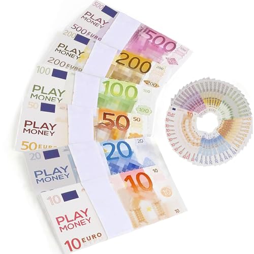 Spielgeld,120 Blätter Euro Spielgeld,Spielgeld Kinder,Spielgeld Euro Scheine,Prop Money,Falschgeld Scheine Kinder für Zählen und Währungskenntnisse,Kaufmannsladen Spielen Deko Einkaufsladen Zubehör von KIKVTER