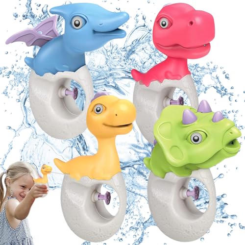 KIKVTER 4 Stück Wasserpistole Kinder, Dinosaurier Wasserpistole Kinder, Wasserpistole klein, Wasserpistole Spielzeug für Kinder, Wasserspritzpistolen für Outdoor Strandspielzeug, Pool Partys (4 Stück) von KIKVTER