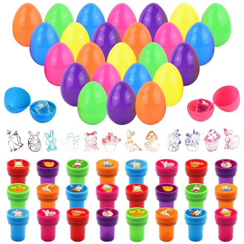 KIKVTER Ostereier Stempel Set, 24 Stück Stempel Ostereier, Spielzeug für Ostereier Jagd Spiel, Stempel Kinder, Thema Party, Osternkorb Stuffers Füllstoffe, Ostern Geschenke, Handwerk, Klassenzimmer von KIKVTER