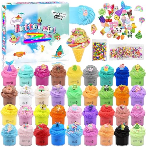 KIMIGO Butter Kit für Kinder 36 Pack,Fluffy Butter Set, Fun Crystal DIY Kit, Spielzeug für Jungen & Mädchen, duftende DIY Slime Spielzeug für Party Favor, weich und Nicht-klebrig von KIMIGO