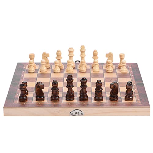 3in1 Tragbares Holzschach -Set - Klapptastbrettspiel für Familie & Freunde - Ideal für Reisen, Schule und Zuhause (29*29 cm) von KIMISS