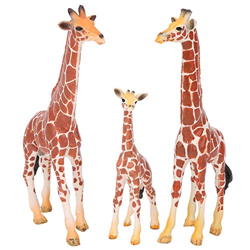 KIMISS 3 Stück Imitierte Giraffen, Familientierfiguren, Wildtierdekoration, Kindertiere, Lernspielzeug, Kognitives E-onal für Büro oder Zuhause, Statuen-Ornament-Set (1 Giraffenfamilie) von KIMISS