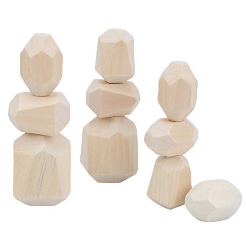 KIMISS Bunter Holzstein, Farbige Bauklötze, Stapel- und Balancierspiele, Spiel für, Lernspielzeug, Geschenkblöcke, E-onal für Babys, Mädchen, 4 (Kombination fünf) von KIMISS