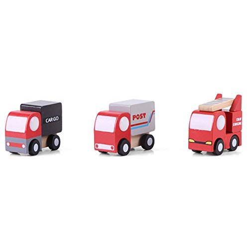 KIMISS Kinderfreundliches 12-teiliges Holz-Cartoon-Spielzeugauto-Set: Langlebiges, Einfaches Verkehrsspielzeug für Frühes Lernen | Perfektes Kindergeschenk von KIMISS