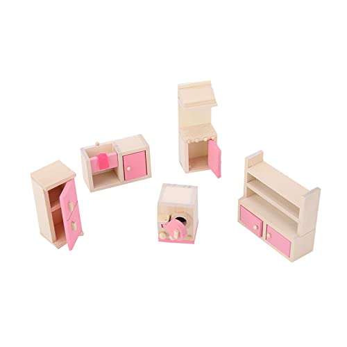 Mini Lifelike Holzpuppenhausmöbel Set für 1:12 Scene Accessire - Komplette Kollektion für Wohnzimmer, Küche, Esszimmer und Mehr (Küche) von KIMISS