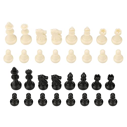 Schachfiguren nach Internationalem Standard, 32 Vom Turnier Zugelassene Ersatzschachfiguren, Robuster ABS-Kunststoff, Leicht, schwarz-weiß – Perfekt für Schachspieler und von KIMISS