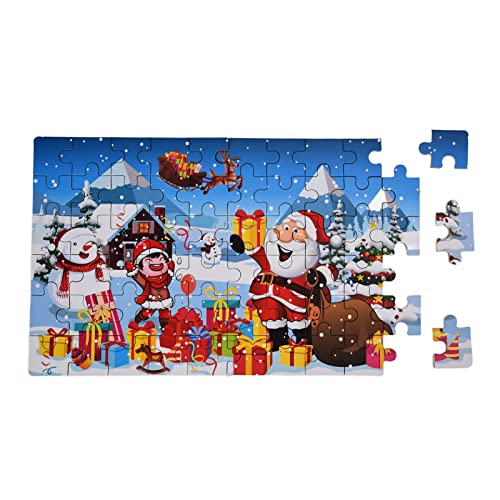 Weihnachtspuzzle Einfaches Lustiges Puzzle Schneetyp, Weihnachtsmannbild, 60 Teile Gehirnentwicklungspuzzlespielzeug für Familienabende von KIMISS