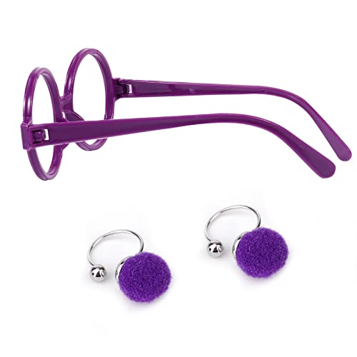 KINBOM Kostüm Brille, 1 Paar Zauberbrille Kinder mit 1 Paar Ohrringen, Bunte Brillen Party Bunte Brillen Ohne Gläser für Kinderkostüme Party Cosplay Halloween Verkleidung von KINBOM