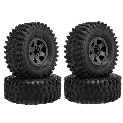 KINGCOO 4PCS 2.2 Zoll Kunststoff Beadlock Räder Felgen und 130mm Gummireifen Set 12mm Hex für 1/10 RC Rock Crawler Auto für Axial SCX10 TRX4 TRX6 90018 Wraith RR10 KM5 (Schwarz) von KINGCOO