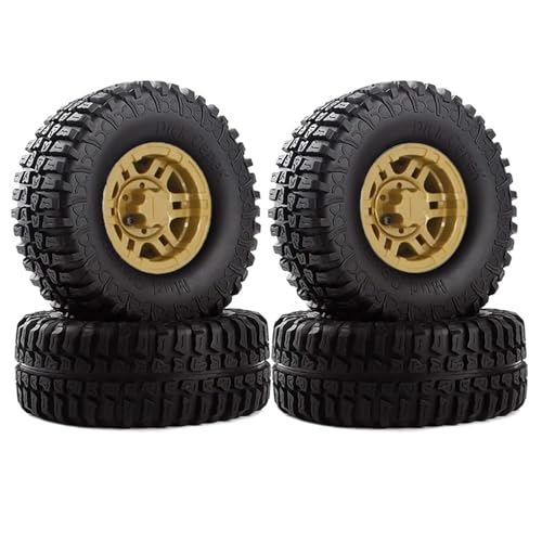 KINGCOO 4Stück 100mm RC Crawler Auto Gummireifen mit 1,9 Zoll Kunststofffelge Beadlock Felgen Radreifen für 1:10 RC Rock Crawler Auto Teile für Axial SCX10 Tamiya D90 TF2 CC01 TRX4 Gen8 (Gold) von KINGCOO