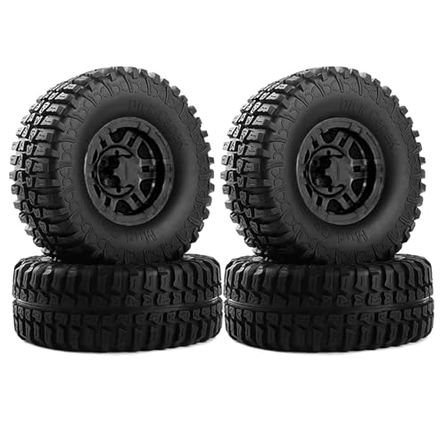 KINGCOO 4Stück 100mm RC Crawler Auto Gummireifen mit 1,9 Zoll Kunststofffelge Beadlock Felgen Radreifen für 1:10 RC Rock Crawler Auto Teile für Axial SCX10 Tamiya D90 TF2 CC01 TRX4 Gen8 (Schwarz) von KINGCOO