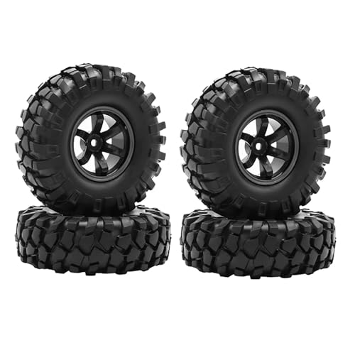 KINGCOO 4Stück 96MM Gummireifen 6Löcher Radreifen mit Naben 1.9 Zoll Felgen für 1/10 RC Rock Crawler Off-Road Truck Auto Teile für Axial SCX10 CC01 D90 Tamiya (Schwarz, 108MM) von KINGCOO