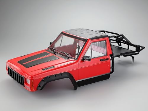 KINGCOO Harte Kunststoff RC Crawler Karosserie Kabine & Hinterer Käfig Car Body Shell für 1/10 RC Crawler Auto für TRX4 Axial SCX10 II 90046 TRX4 Redcat GEN8 (Rot) von KINGCOO