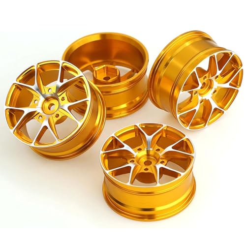 RC Auto Radnabe,KINGCOO 4Stück Aluminiumlegierung Y-förmig RC Driftrad Felgen Naben zubehör für 1/10 On-Road Flat Running Drift RC Straßen Auto Modell Reiseräder Spielzeug (Gold) von KINGCOO