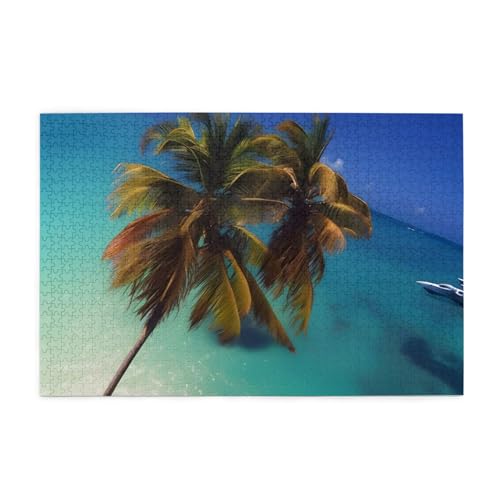 Beach Coconut Sunshine Jigsaw Puzzles1000 Piece Educational Intellectual Wooden Puzzles, Fun Puzzles, Stress Relieving Puzzles von KINGNOYI