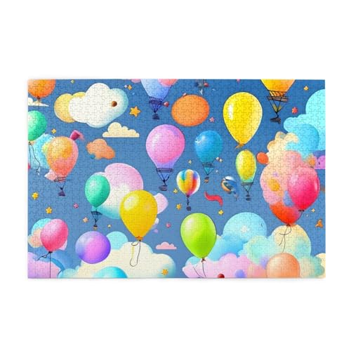Bunte Luftballon-Puzzles, 1000 Teile, pädagogische, intellektuelle Holzpuzzles, lustige Puzzles, Stressabbau-Puzzles von KINGNOYI