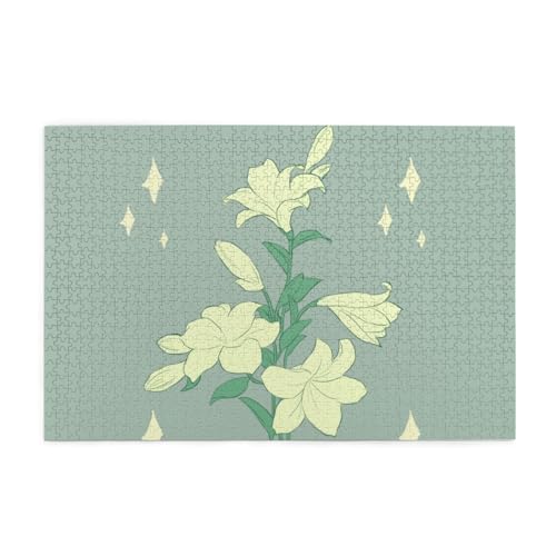 Cartoon White Lilies Jigsaw Puzzles1000 Piece Educational Intellectual Wooden Puzzles, Fun Puzzles, Stress Relieving Puzzles von KINGNOYI
