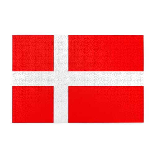 Dänemark Dänische Flagge Puzzles1000 Teile Pädagogische Intellektuelle Holzpuzzles Lustige Puzzles Stressabbau Puzzles von KINGNOYI