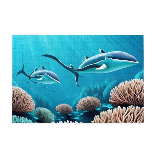 Deep Sea Whales Jigsaw Puzzles1000 Piece Educational Intellectual Wooden Puzzles, Fun Puzzles, Stress Relieving Puzzles von KINGNOYI