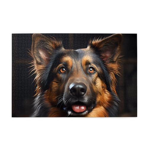 Deutscher Schäferhund Puzzles1000 Teile Pädagogische Intellektuelle Holzpuzzles, lustige Puzzles, Stressabbau-Puzzles von KINGNOYI