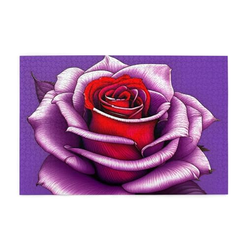 Fuchsia Rose Puzzles1000 Teile Pädagogische Intellektuelle Holzpuzzles, lustige Puzzles, Stressabbau-Puzzles von KINGNOYI