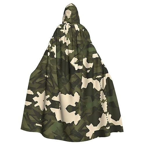 KINGNOYI Armee-Camouflage-Kostüm für Erwachsene, Zauberer, Tunika, Kapuzenmantel, Halloween, Umhang, Cosplay-Kostüme von KINGNOYI