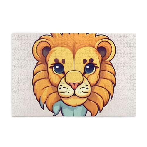 KINGNOYI Cartoon Cute Little Lion Jigsaw Puzzles1000 Piece Educational Intellectual Wooden Puzzles, Fun Puzzles, Stress Relieving Puzzles, White von KINGNOYI