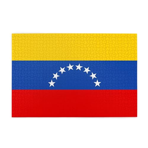 KINGNOYI Flagge von Venezuela Puzzles1000 Teile Pädagogische Intellektuelle Holzpuzzles Lustige Puzzles Stressabbau-Puzzles Weiß von KINGNOYI