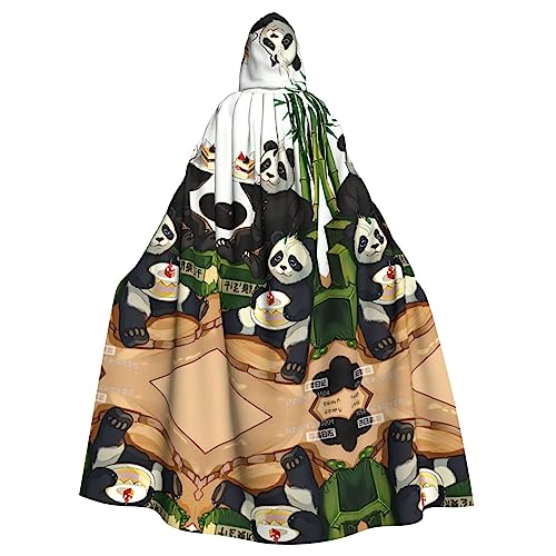 KINGNOYI Pandas Of Father And Son Adult Hooded Wizard Tunic Hooded Robe Halloween Cloak Cosplay Costumes von KINGNOYI