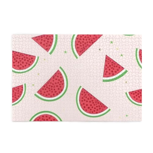 KINGNOYI Pink Watermelon Jigsaw Puzzles1000 Teile Pädagogische Intellektuelle Holzpuzzles, lustige Puzzles, Stressabbau-Puzzles, Weiß von KINGNOYI