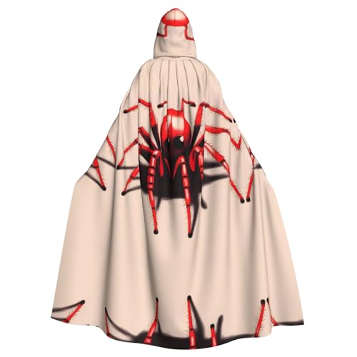 KINGNOYI Süße kleine rote Spinne für Erwachsene, mit Kapuze, Zauberer, Tunika, Kapuzenmantel, Halloween, Umhang, Cosplay-Kostüme von KINGNOYI