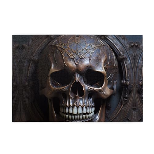 Kupferfarbenes Totenkopf-Puzzle, 1000 Teile, pädagogische, intellektuelle Holzpuzzles, lustige Puzzles, Stressabbau-Puzzles von KINGNOYI