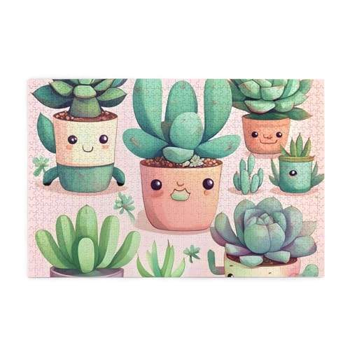 Lovely Succulent Plants Jigsaw Puzzles1000 Piece Educational Intellectual Wooden Puzzles, Fun Puzzles, Stress Relieving Puzzles von KINGNOYI