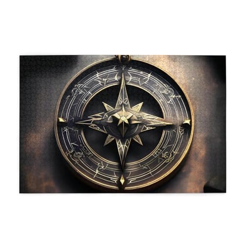 Magical Design Norse Runen Kompass Puzzles1000 Teile Pädagogische Intellektuelle Holzpuzzles Lustige Puzzles Stressabbau Puzzles von KINGNOYI