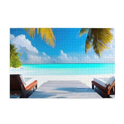 Maldives Holidays Jigsaw Puzzles1000 Teile Pädagogische Intellektuelle Holzpuzzles, lustige Puzzles, Stressabbau-Puzzles von KINGNOYI