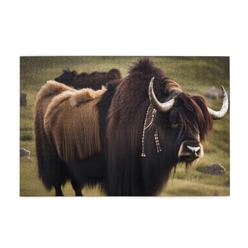 Mighty Highland Yak Puzzles1000 Teile Pädagogische Intellektuelle Holzpuzzles, lustige Puzzles, Stressabbau-Puzzles von KINGNOYI