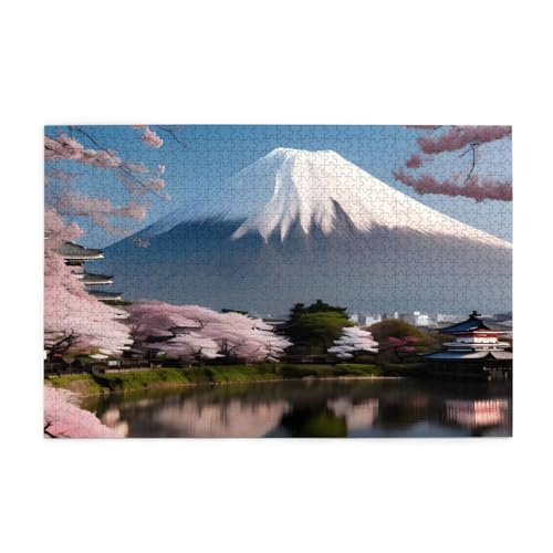Mt. Fuji im Frühjahr, Puzzles, 1000 Teile, pädagogische intellektuelle Holzpuzzles, lustige Puzzles, Stressabbau-Puzzles von KINGNOYI
