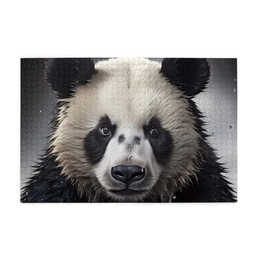 Panda im Wasser Puzzles1000 Teile Pädagogische Intellektuelle Holzpuzzles, lustige Puzzles, Stressabbau-Puzzles von KINGNOYI