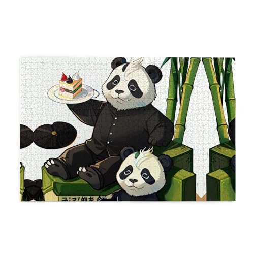 Pandas von Vater und Sohn Puzzles1000 Teile Pädagogische Intellektuelle Holzpuzzles Lustige Puzzles Stressabbau Puzzles von KINGNOYI