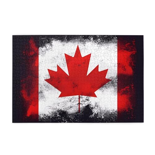 Puzzle mit kanadischer Flagge, 1000 Teile, pädagogische intellektuelle Holzpuzzles, lustige Puzzles, Stressabbau-Puzzles von KINGNOYI