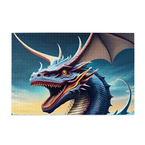 Roaring Dragon Jigsaw Puzzles1000 Teile Pädagogische Intellektuelle Holzpuzzles, lustige Puzzles, Stressabbau-Puzzles von KINGNOYI