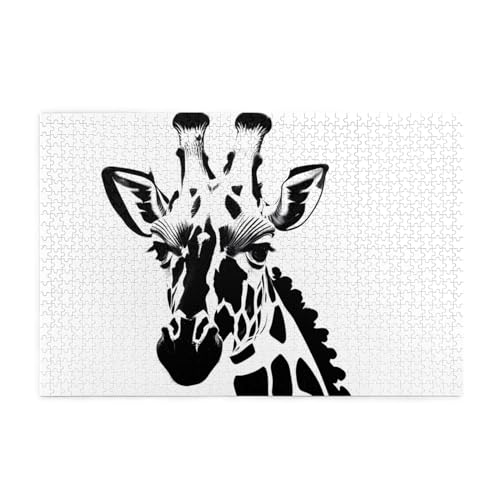 Schwarze und weiße Giraffen-Puzzles 1000 Teile Pädagogische Intellektuelle Holzpuzzles Lustige Puzzles Stressabbau Puzzles von KINGNOYI