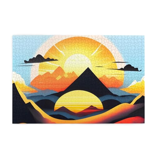 Sunrise Mountain Puzzles1000 Teile Pädagogische Intellektuelle Holzpuzzles, lustige Puzzles, Stressabbau-Puzzles von KINGNOYI