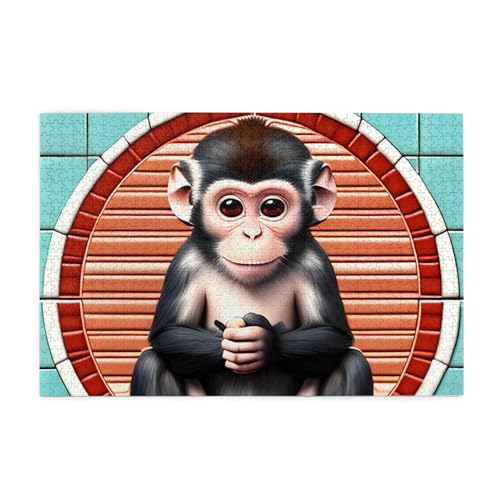 The Silent Monkey Puzzles1000 Teile Pädagogische Intellektuelle Holzpuzzles, lustige Puzzles, Stressabbau-Puzzles von KINGNOYI