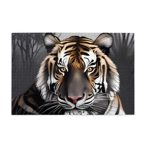 Tiger at Rest Puzzles1000 Teile Pädagogische Intellektuelle Holzpuzzles, lustige Puzzles, Stressabbau-Puzzles von KINGNOYI