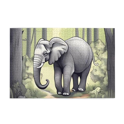 Walking Elephant Jigsaw Puzzles1000 Piece Educational Intellectual Wooden Puzzles, Fun Puzzles, Stress Relieving Puzzles von KINGNOYI